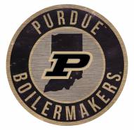 Purdue Boilermakers Round State Wood Sign