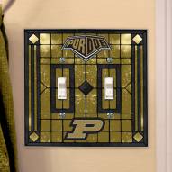 Purdue Boilermakers Glass Double Switch Plate Cover