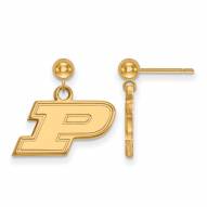 Purdue Boilermakers NCAA Sterling Silver Gold Plated Dangle Ball Earrings