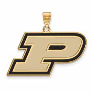 Purdue Boilermakers Sterling Silver Gold Plated Large Enameled Pendant