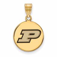 Purdue Boilermakers Sterling Silver Gold Plated Medium Enameled Disc Pendant