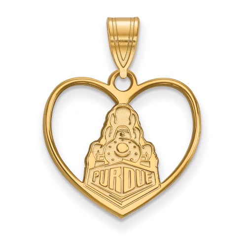 Purdue Boilermakers Sterling Silver Gold Plated Heart Pendant