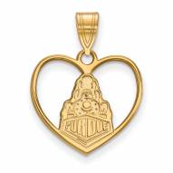 Purdue Boilermakers Sterling Silver Gold Plated Heart Pendant