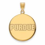 Purdue Boilermakers Sterling Silver Gold Plated Large Disc Pendant