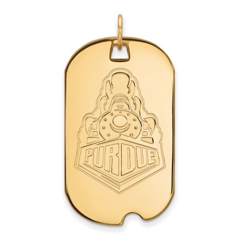 Purdue Boilermakers Sterling Silver Gold Plated Large Dog Tag
