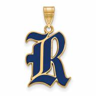 Rice Owls Sterling Silver Gold Plated Large Enameled Pendant