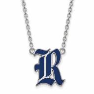 Rice Owls Sterling Silver Large Enameled Pendant Necklace