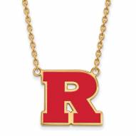 Rutgers Scarlet Knights Sterling Silver Gold Plated Large Enameled Pendant Necklace