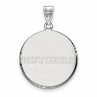 Rutgers Scarlet Knights Sterling Silver Large Disc Pendant