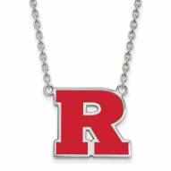 Rutgers Scarlet Knights Sterling Silver Large Enameled Pendant Necklace