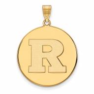 Rutgers Scarlet Knights Sterling Silver Gold Plated Extra Large Disc Pendant