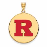 Rutgers Scarlet Knights Sterling Silver Gold Plated Extra Large Enameled Disc Pendant