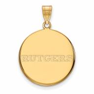 Rutgers Scarlet Knights Sterling Silver Gold Plated Large Disc Pendant