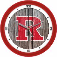 Rutgers Scarlet Knights Weathered Wood Wall Clock