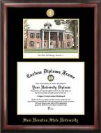 Sam Houston State Bearkats Gold Embossed Diploma Frame with Campus Images Lithograph