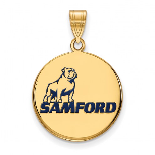 Samford Bulldogs Sterling Silver Gold Plated Large Enameled Pendant