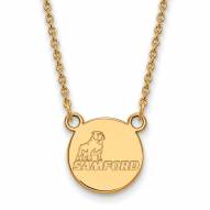 Samford Bulldogs Sterling Silver Gold Plated Small Pendant Necklace