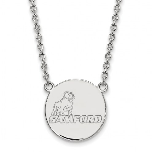 Samford Bulldogs Sterling Silver Large Pendant Necklace
