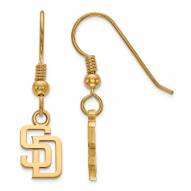 San Diego Padres Sterling Silver Gold Plated Extra Small Dangle Earrings