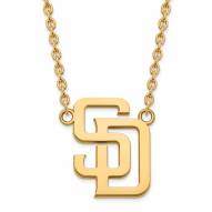San Diego Padres Sterling Silver Gold Plated Large Pendant Necklace