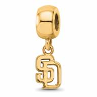 San Diego Padres Sterling Silver Gold Plated Extra Small Dangle Bead