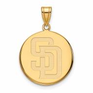 San Diego Padres Sterling Silver Gold Plated Large Disc Pendant
