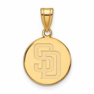 San Diego Padres Sterling Silver Gold Plated Medium Disc Pendant