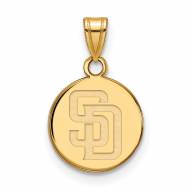 San Diego Padres Sterling Silver Gold Plated Small Disc Pendant