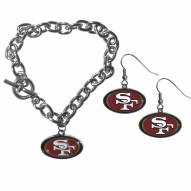 San Francisco 49ers Chain Bracelet & Dangle Earring Set