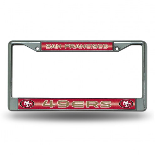 San Francisco 49ers Chrome Glitter License Plate Frame