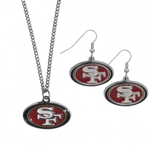 San Francisco 49ers Dangle Earrings & Chain Necklace Set