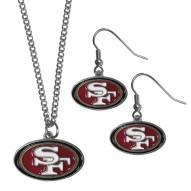 San Francisco 49ers Dangle Earrings & Chain Necklace Set