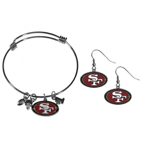 San Francisco 49ers Dangle Earrings & Charm Bangle Bracelet Set