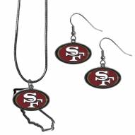 San Francisco 49ers Dangle Earrings & State Necklace Set