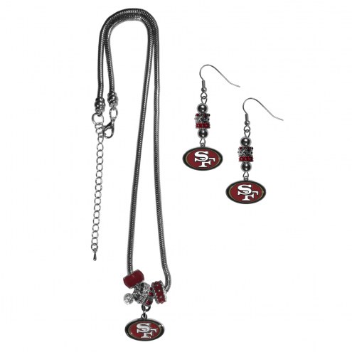 San Francisco 49ers Euro Bead Earrings & Necklace Set
