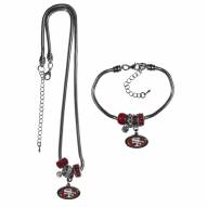 San Francisco 49ers Euro Bead Necklace & Bracelet Set