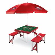 San Francisco 49ers Red Picnic Table w/Umbrella