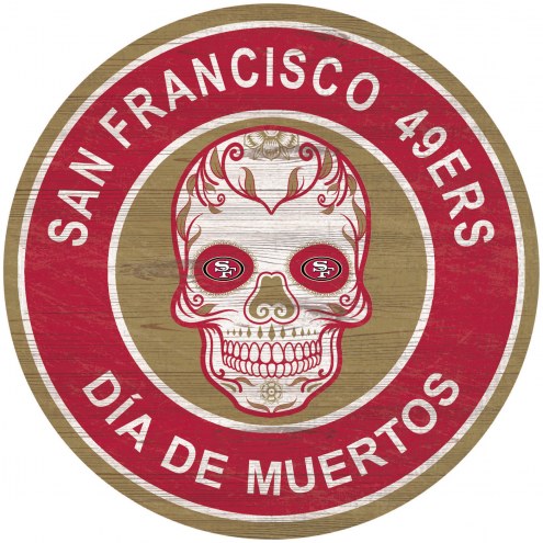San Francisco 49ers Sugar Skull 12&quot; Circle Sign