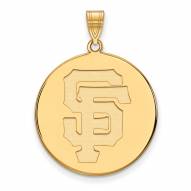 San Francisco Giants Sterling Silver Gold Plated Extra Large Disc Pendant