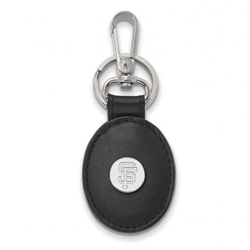 San Francisco Giants Sterling Silver Black Leather Oval Key Chain