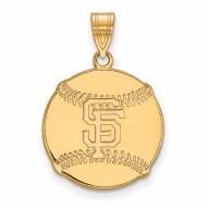 San Francisco Giants Sterling Silver Gold Plated Baseball Pendant