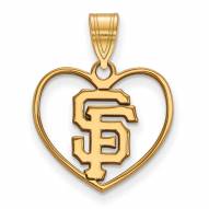 San Francisco Giants Sterling Silver Gold Plated Heart Pendant