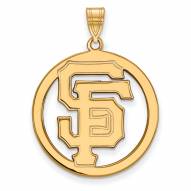 San Francisco Giants Sterling Silver Gold Plated Large Circle Pendant