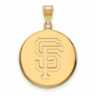 San Francisco Giants Sterling Silver Gold Plated Large Disc Pendant