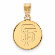 San Francisco Giants Sterling Silver Gold Plated Medium Disc Pendant