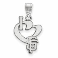 San Francisco Giants Sterling Silver Large I Love Logo Pendant