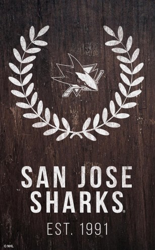 San Jose Sharks 11&quot; x 19&quot; Laurel Wreath Sign