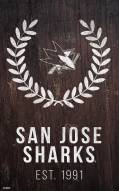 San Jose Sharks 11" x 19" Laurel Wreath Sign