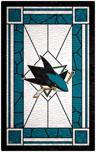 San Jose Sharks 11&quot; x 19&quot; Stained Glass Sign