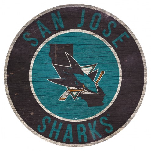 San Jose Sharks 12&quot; Circle with State Sign